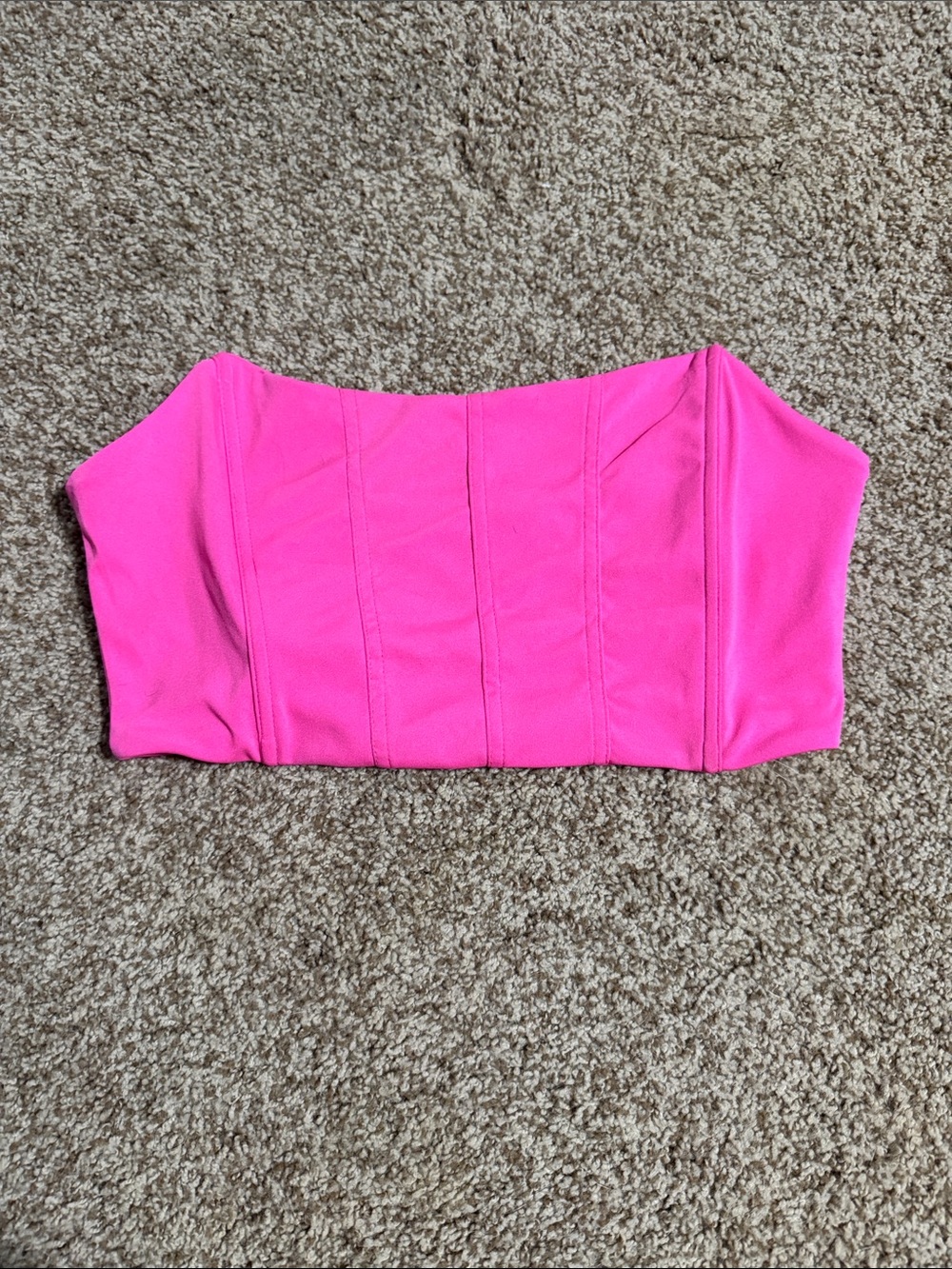 SHEIN Hot Pink Strapless Bandeau Crop Top